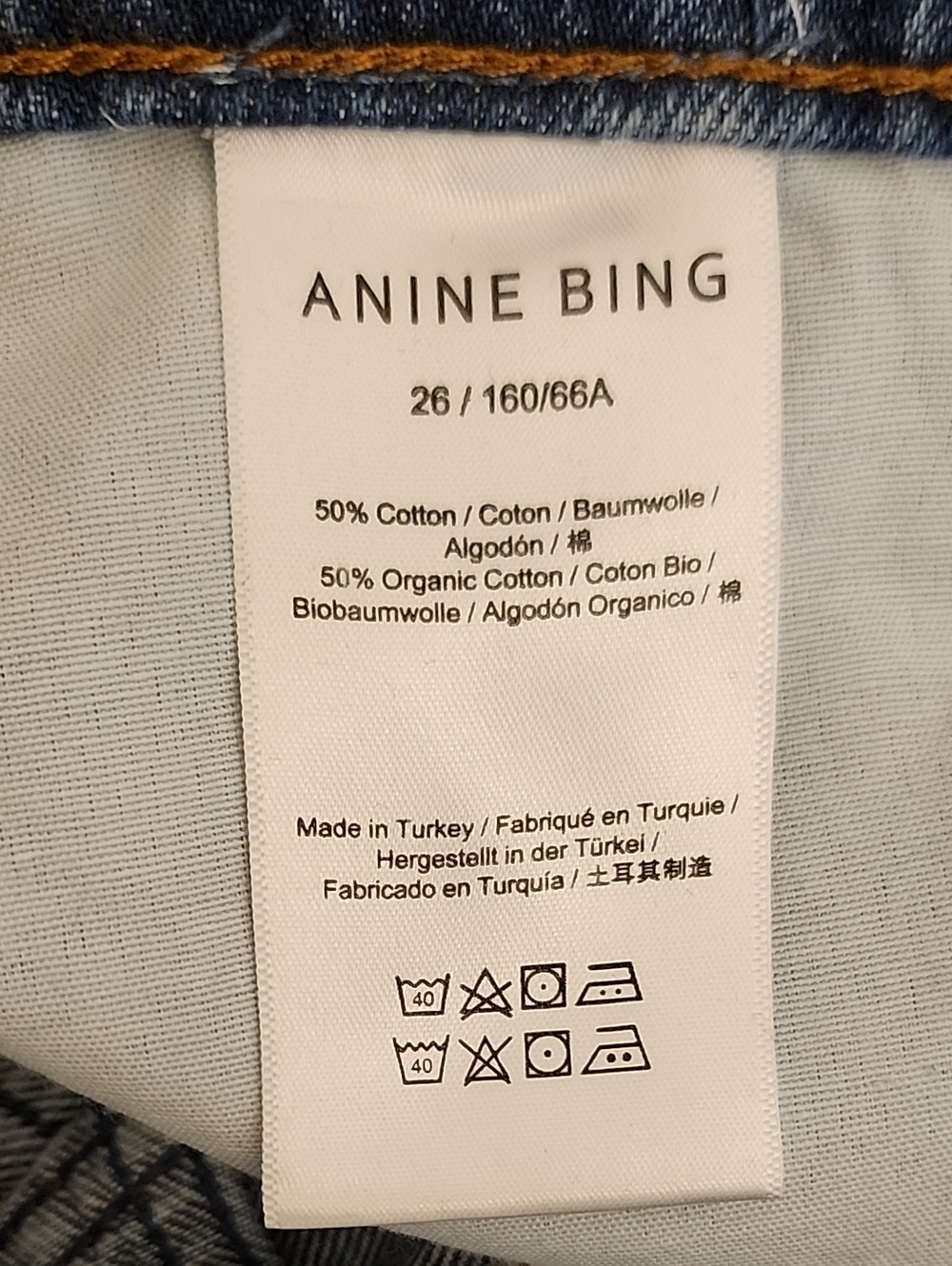 Anine Bing Women's Benson Jeans Marine Blue Straight Leg Size 26 - Picture 16 of 16